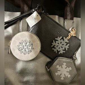 NWT! Coach 5 piece gunmetal shimmer Darby tote set